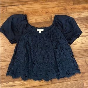 Navy Lace Top
